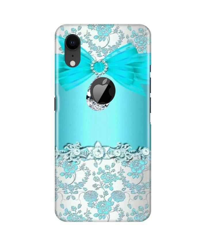Shinny Blue Background Case for iPhone Xr Logo Cut