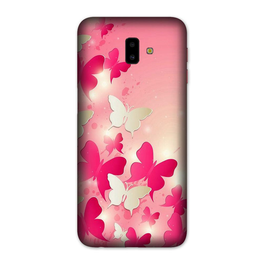 White Pick Butterflies Case for Galaxy J6 Plus