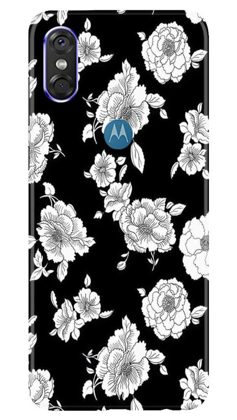 White flowers Black Background Case for Moto P30 Play