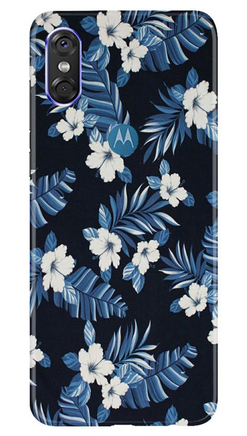 White flowers Blue Background2 Case for Moto P30 Play