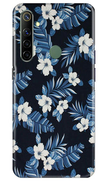 White flowers Blue Background2 Mobile Back Case for Realme Narzo 10 (Design - 15)