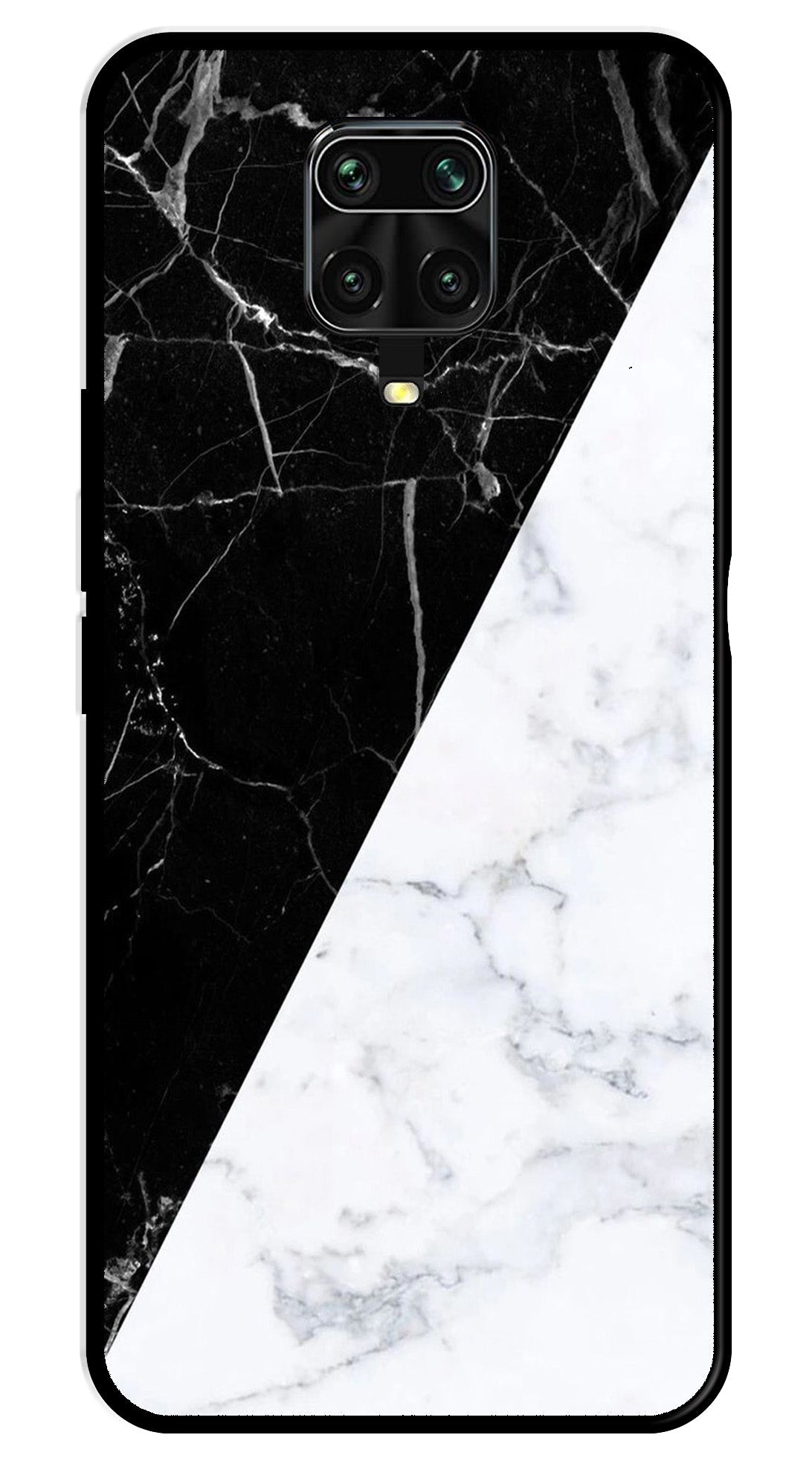 Black White Marble Design Metal Mobile Case for Redmi Note 9 Pro Max   (Design No -09)