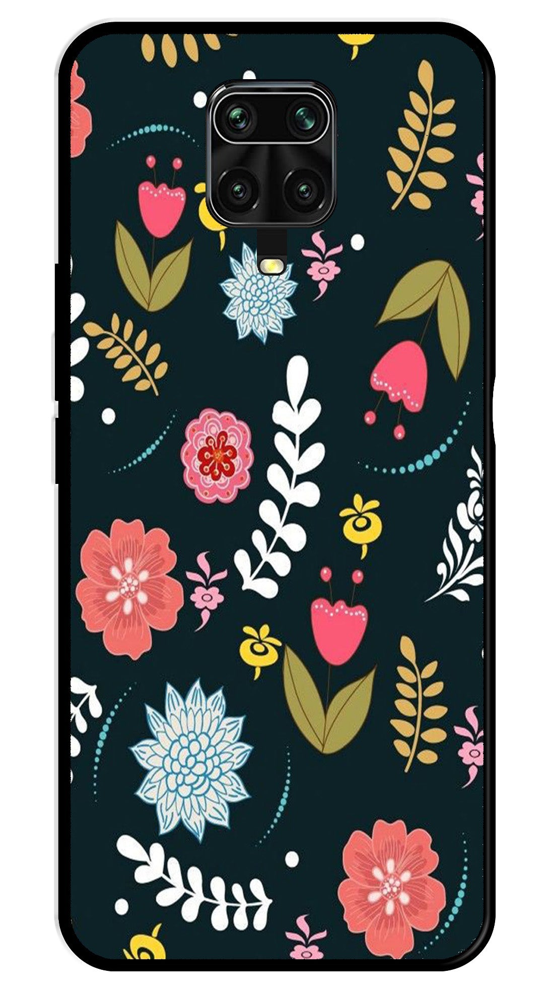 Floral Pattern2 Metal Mobile Case for Redmi Note 9 Pro Max   (Design No -12)