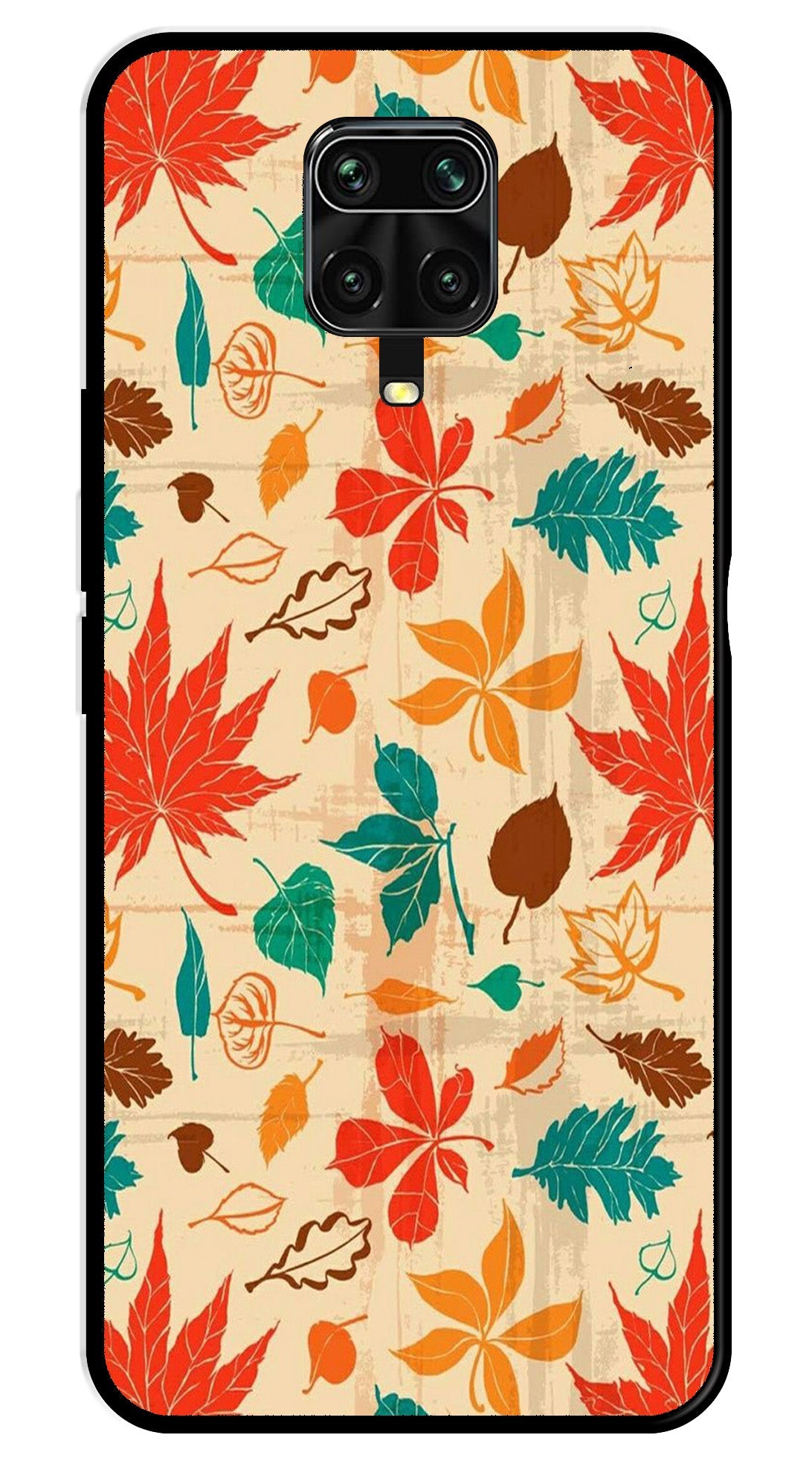 Leafs Design Metal Mobile Case for Redmi Note 9 Pro Max   (Design No -14)