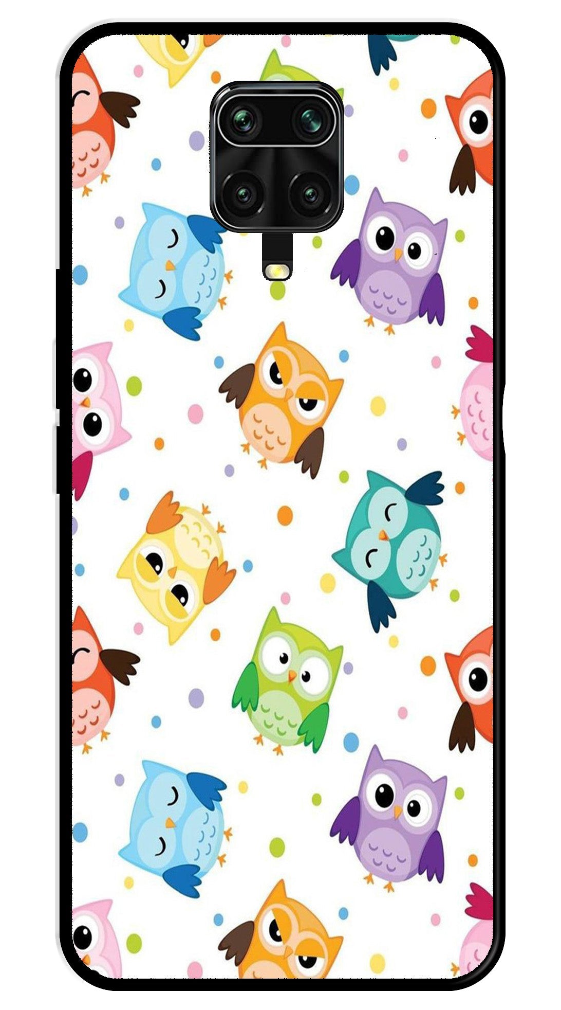 Owls Pattern Metal Mobile Case for Redmi Note 9 Pro Max   (Design No -20)