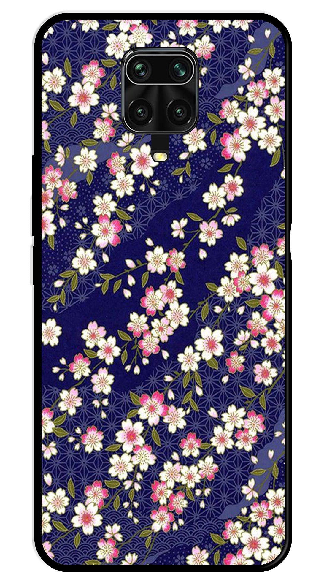 Flower Design Metal Mobile Case for Redmi Note 9 Pro Max   (Design No -25)