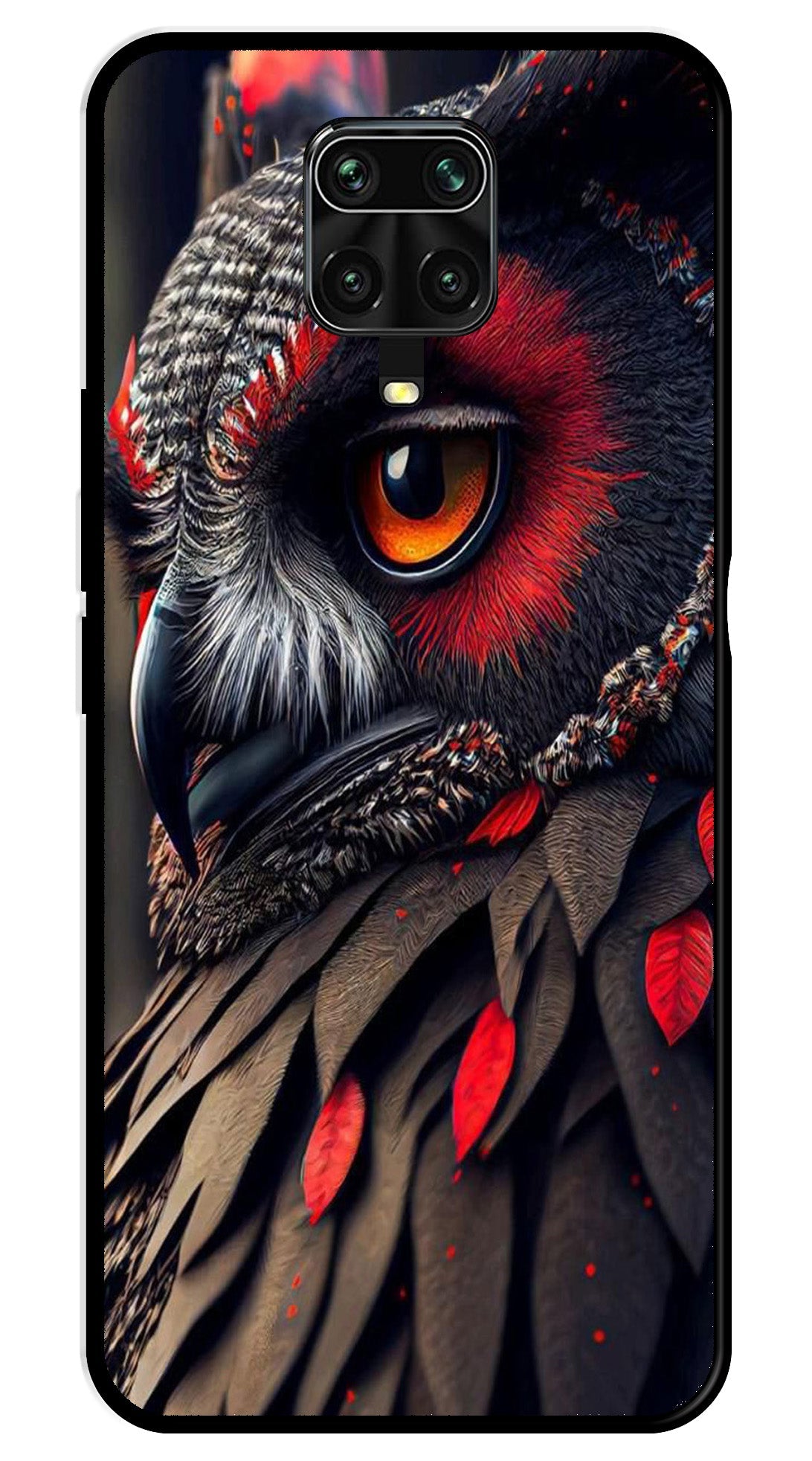 Owl Design Metal Mobile Case for Redmi Note 9 Pro Max   (Design No -26)