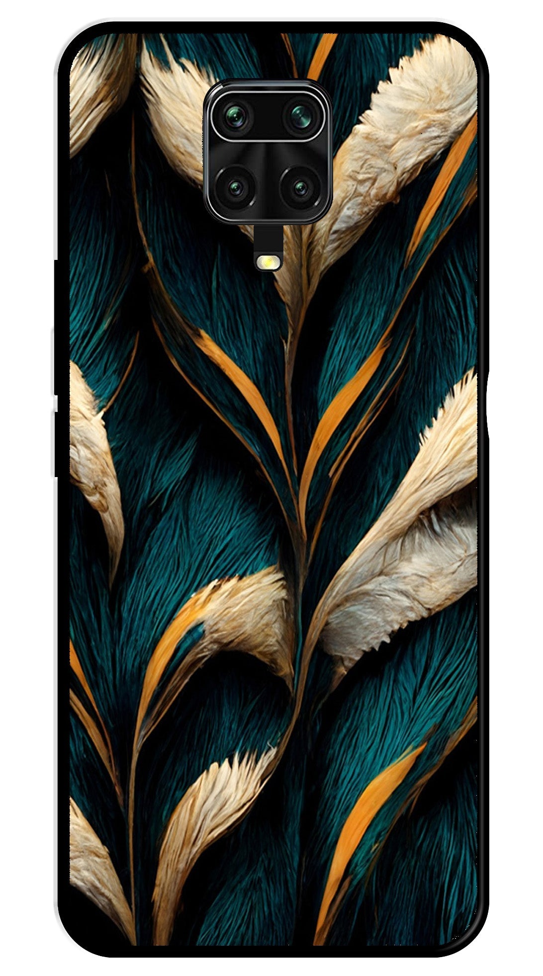 Feathers Metal Mobile Case for Redmi Note 9 Pro Max   (Design No -30)