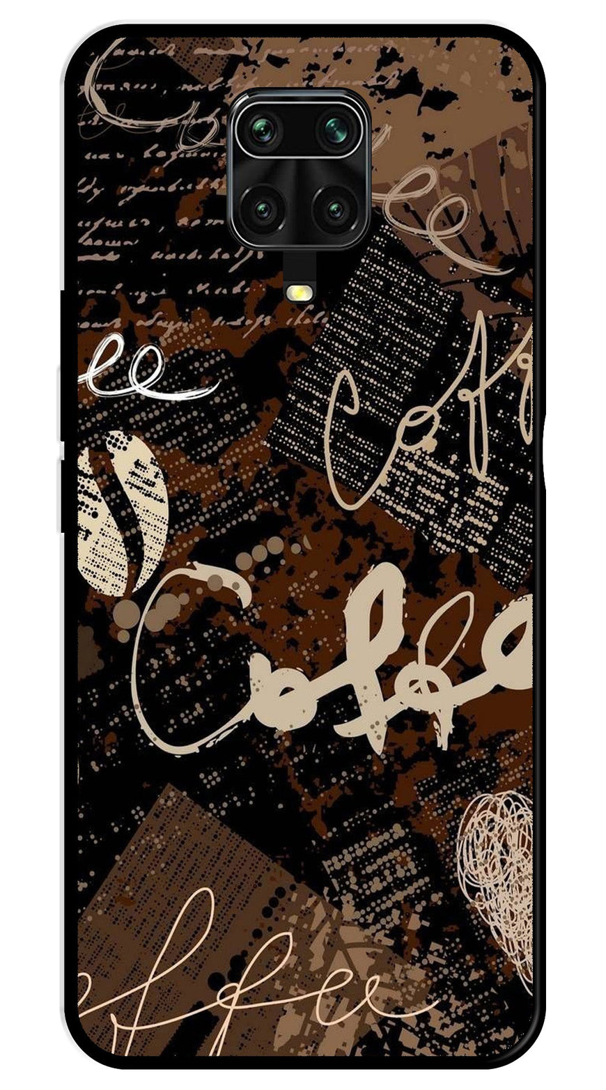 Coffee Pattern Metal Mobile Case for Redmi Note 9 Pro   (Design No -37)