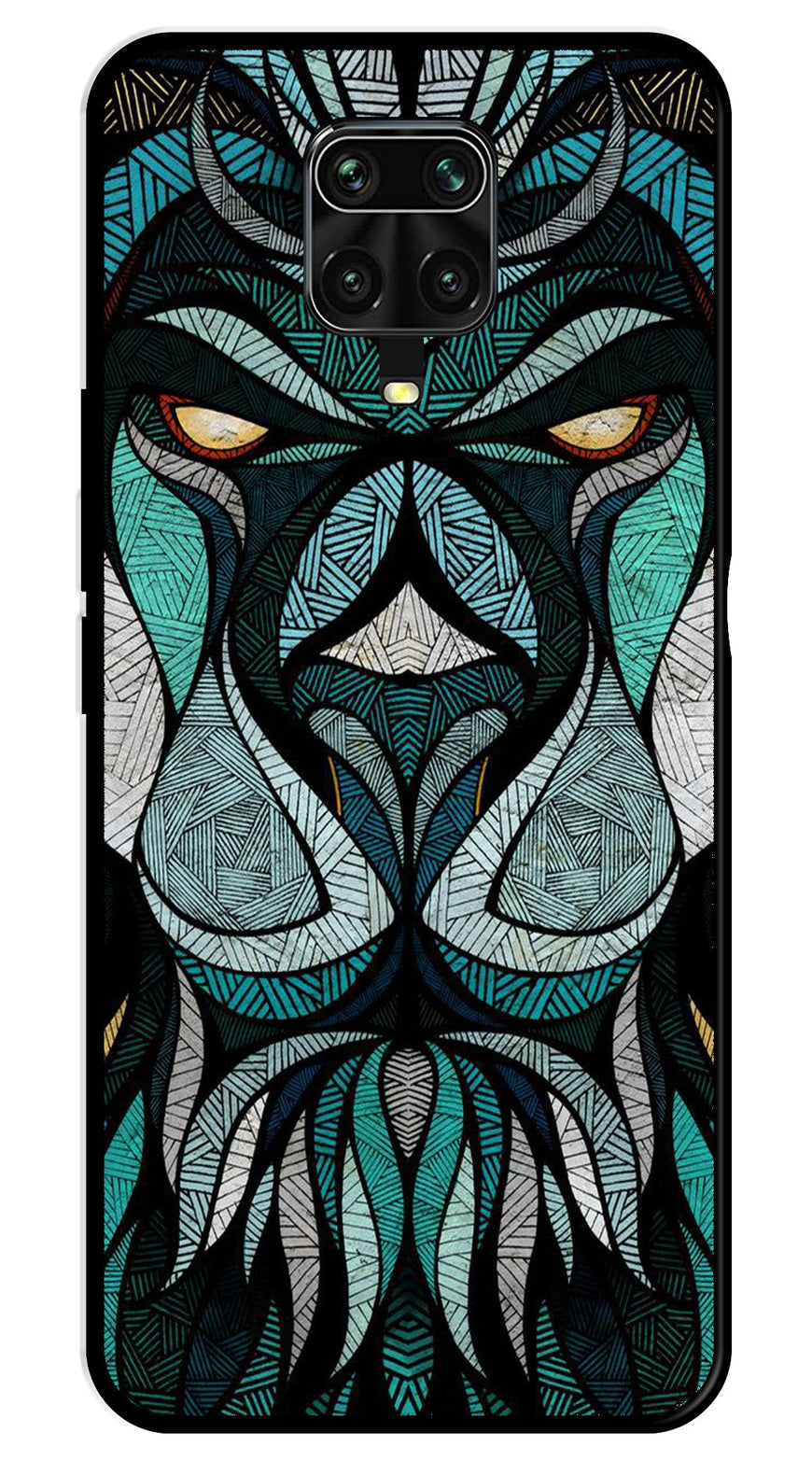 Lion Pattern Metal Mobile Case for Redmi Note 9 Pro   (Design No -40)