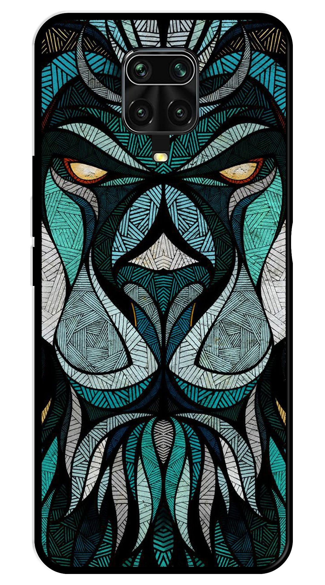 Lion Pattern Metal Mobile Case for Redmi Note 9 Pro Max   (Design No -40)