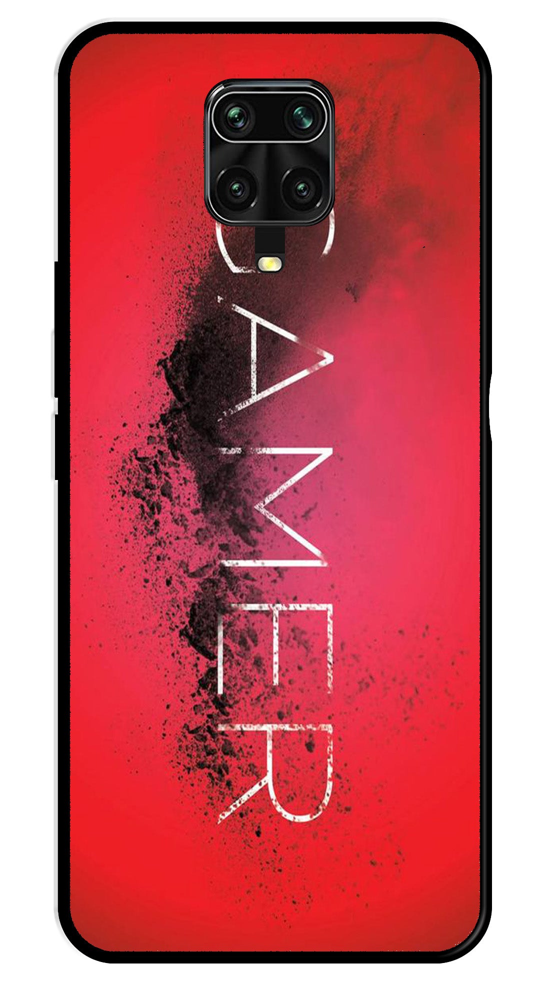 Gamer Pattern Metal Mobile Case for Redmi Note 9 Pro Max   (Design No -41)