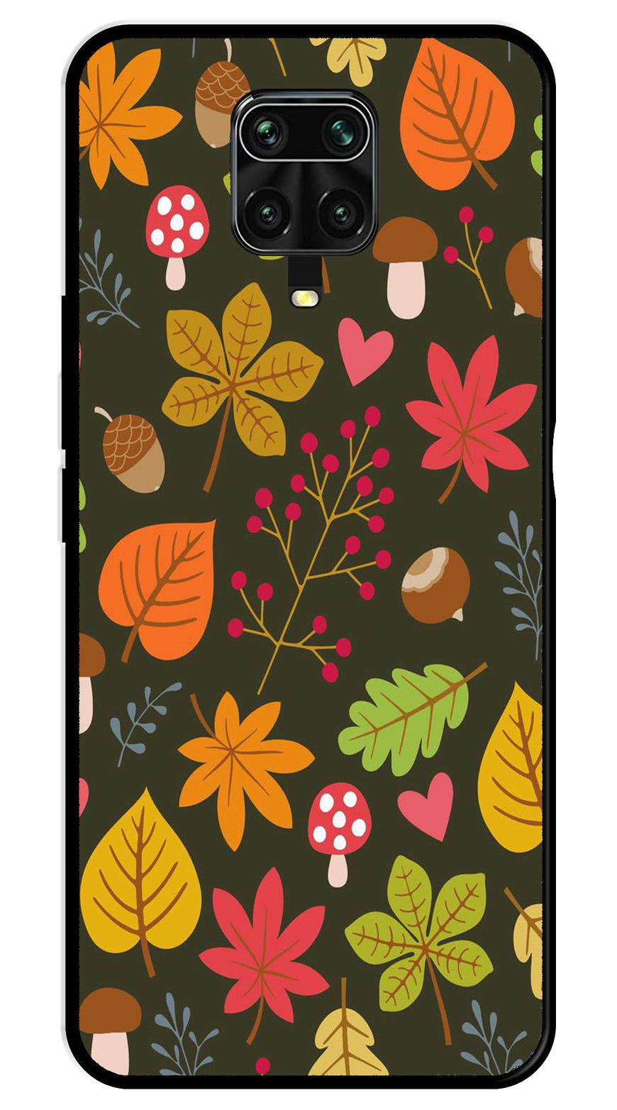 Leaves Design Metal Mobile Case for Redmi Note 9 Pro Max   (Design No -51)