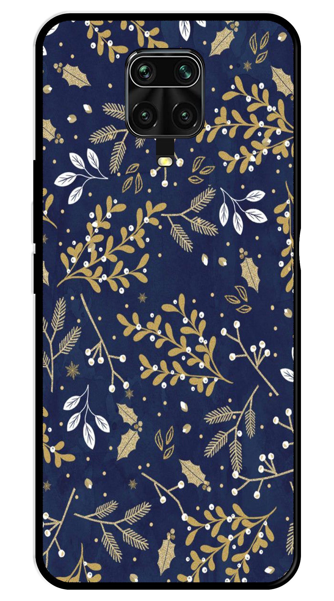 Floral Pattern  Metal Mobile Case for Redmi Note 9 Pro Max   (Design No -52)