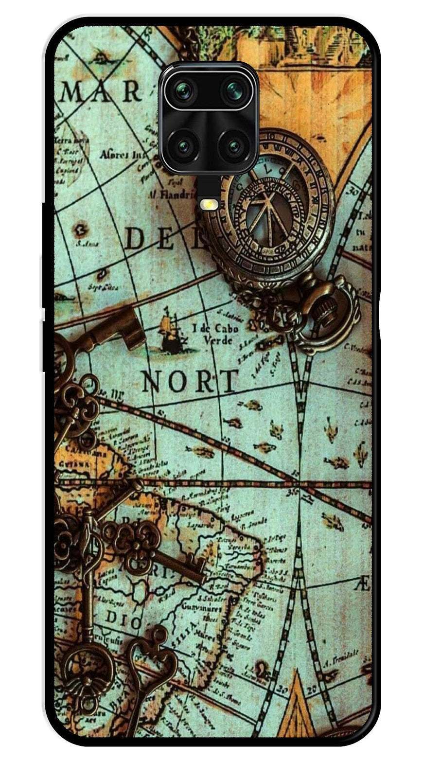 Map Design Metal Mobile Case for Redmi Note 9 Pro   (Design No -54)