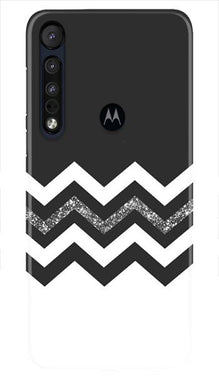 Black white Pattern2Mobile Back Case for Moto One Macro (Design - 83)