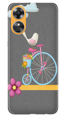 Sparron with cycle Mobile Back Case for Oppo A17 (Design - 34)