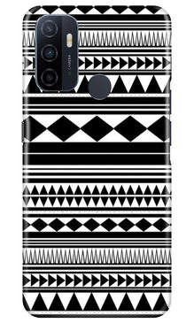 Black white Pattern Mobile Back Case for Oppo A53 (Design - 5)