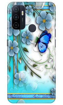 Blue Butterfly Mobile Back Case for Oppo A53 (Design - 21)