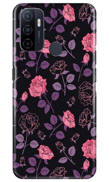 Rose Black Background Mobile Back Case for Oppo A53 (Design - 27)