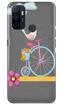 Sparron with cycle Mobile Back Case for Oppo A53 (Design - 34)