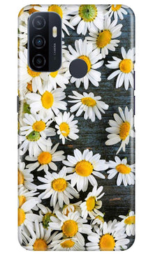 White flowers2 Mobile Back Case for Oppo A53 (Design - 62)