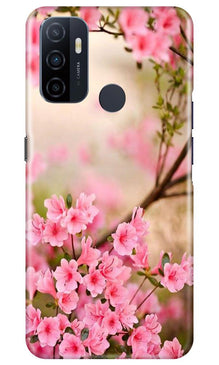 Pink flowers Mobile Back Case for Oppo A53 (Design - 69)