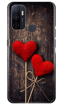 Red Hearts Mobile Back Case for Oppo A53 (Design - 80)