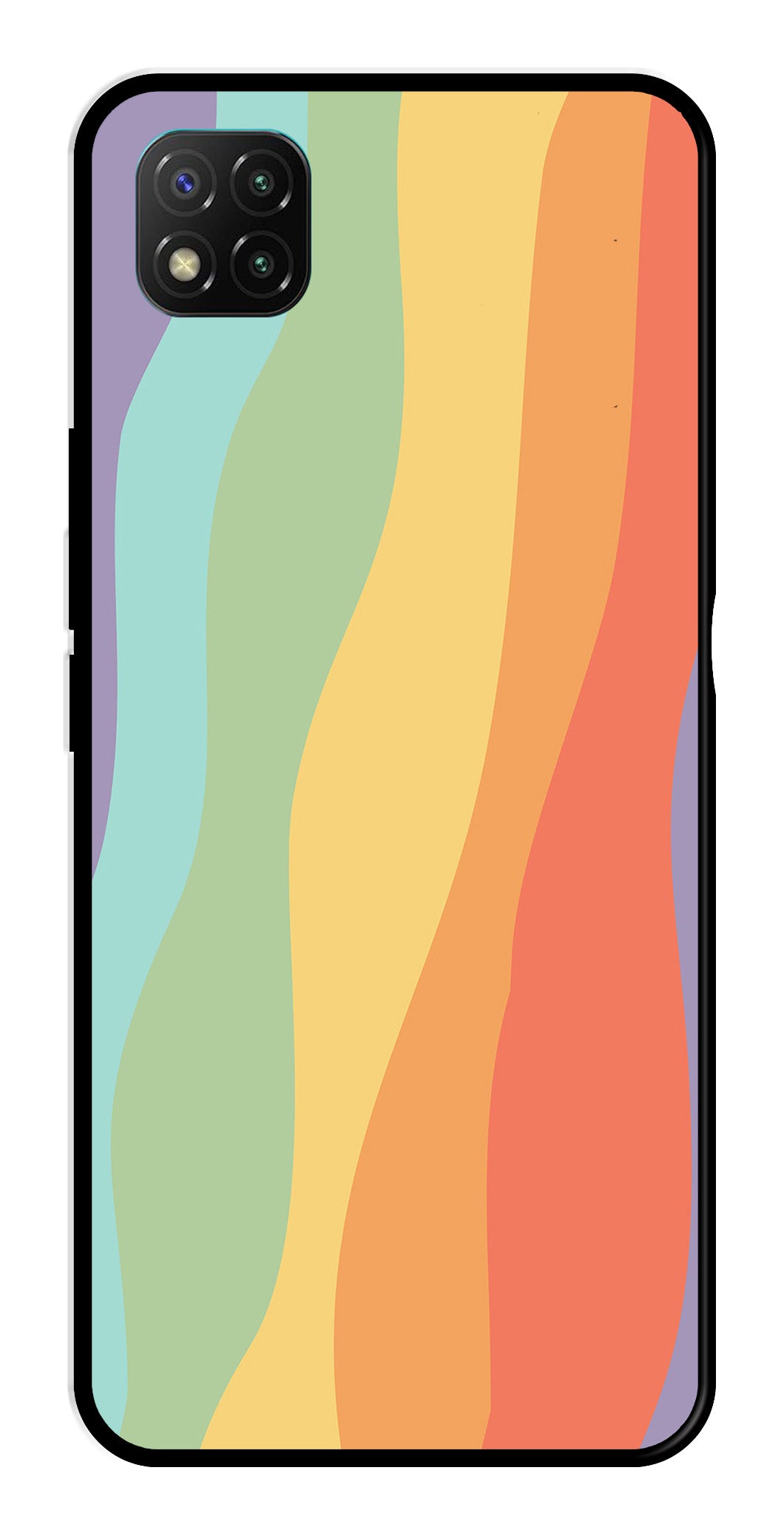 Muted Rainbow Metal Mobile Case for Poco C3   (Design No -02)