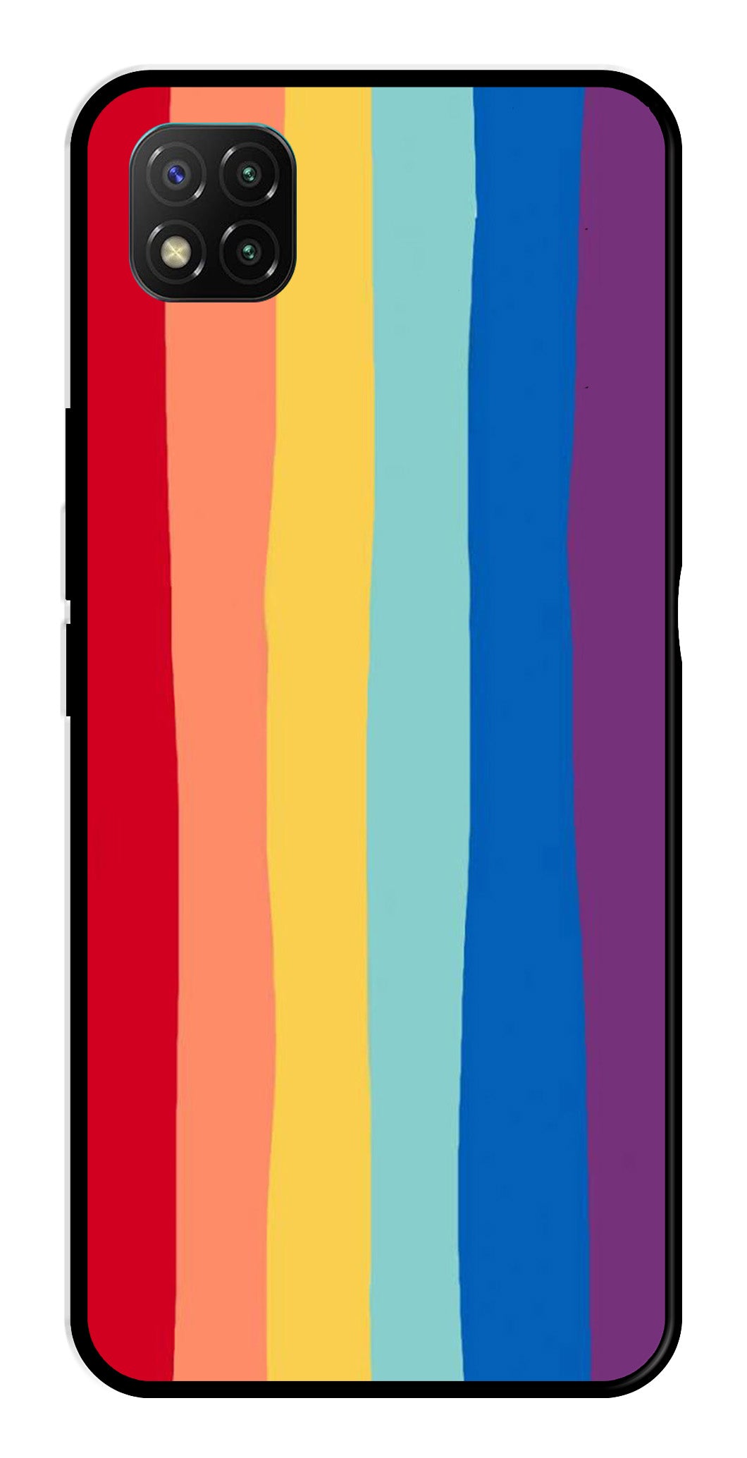 Rainbow MultiColor Metal Mobile Case for Poco C3   (Design No -03)