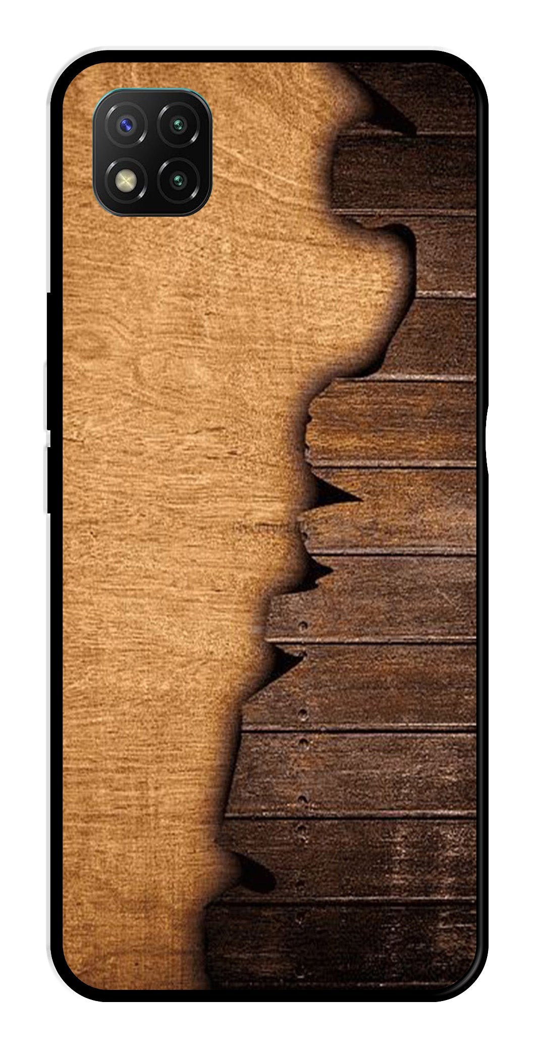 Wooden Design Metal Mobile Case for Poco C3   (Design No -13)