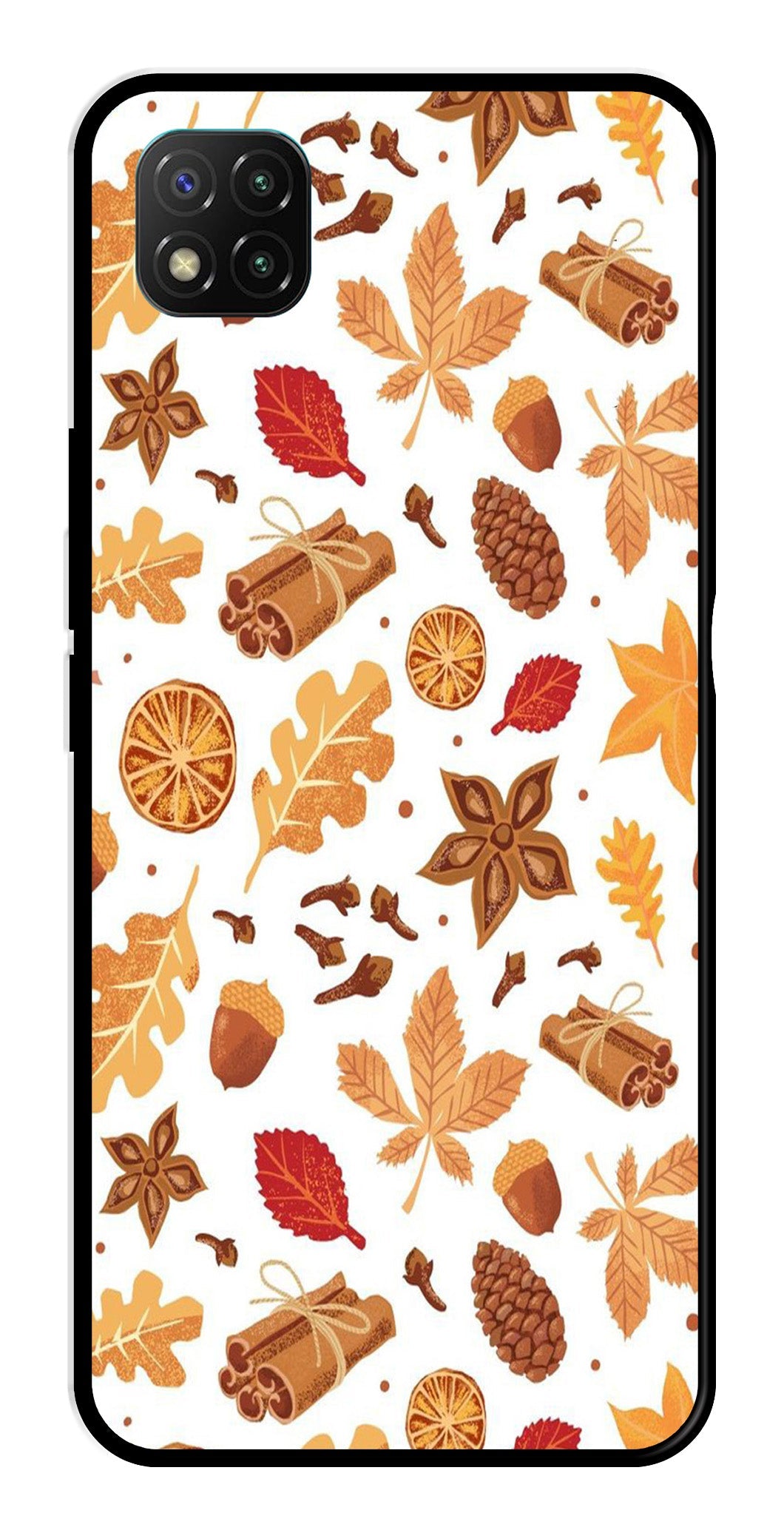 Autumn Leaf Metal Mobile Case for Poco C3   (Design No -19)