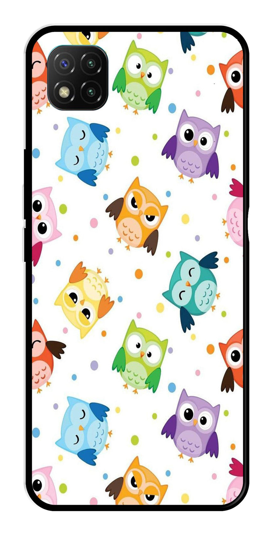 Owls Pattern Metal Mobile Case for Poco C3   (Design No -20)