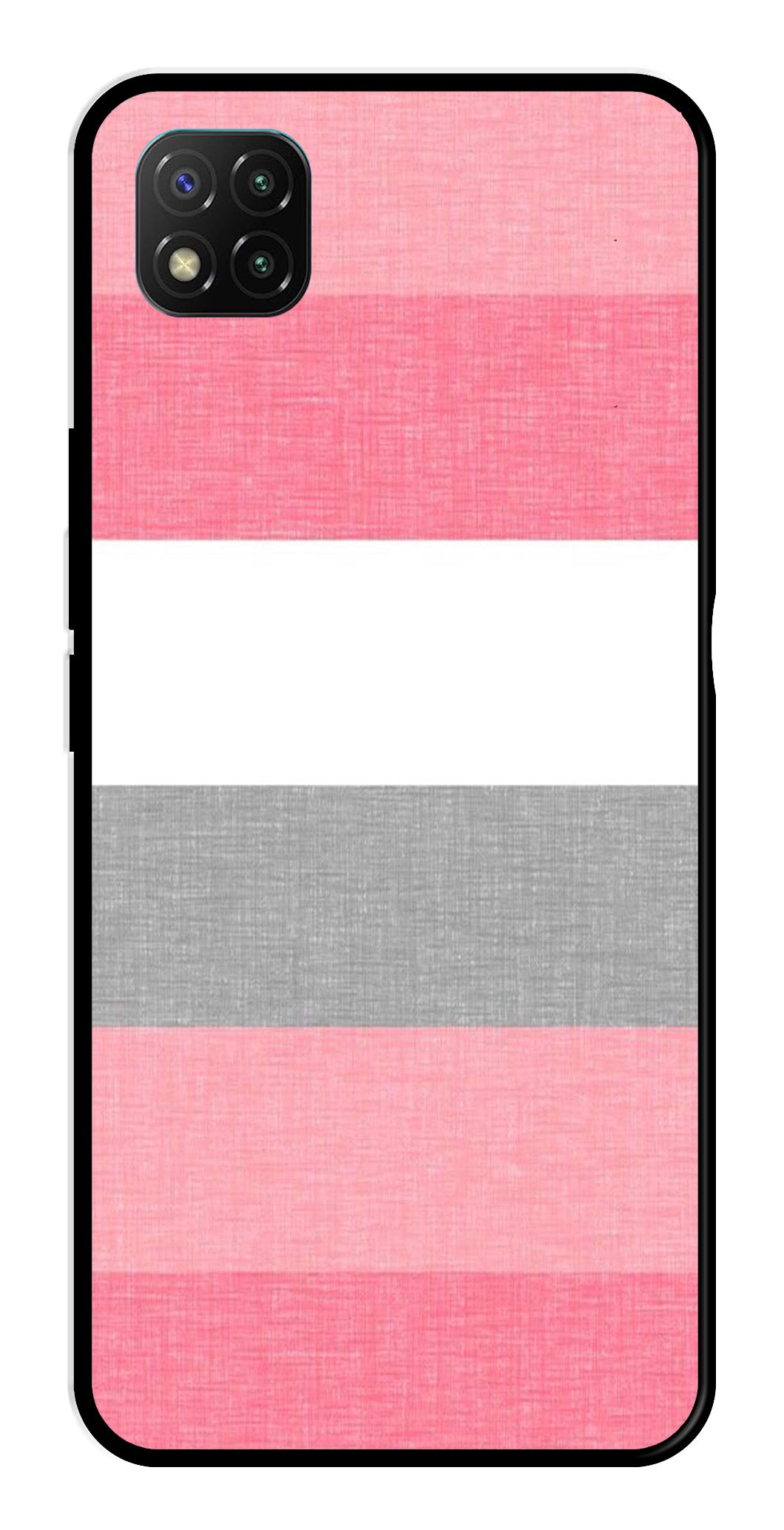 Pink Pattern Metal Mobile Case for Poco C3   (Design No -23)