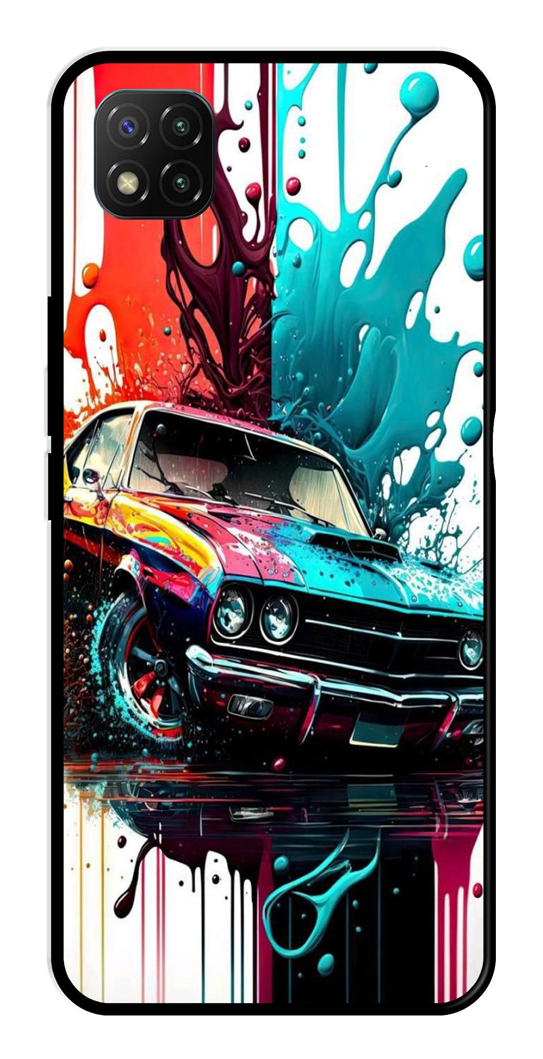 Vintage Car Metal Mobile Case for Poco C3   (Design No -29)