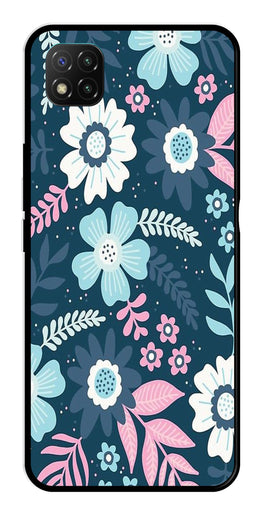 Flower Leaves Design Metal Mobile Case for Poco C3   (Design No -50)