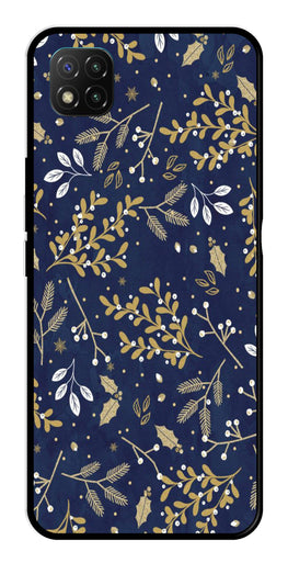 Floral Pattern  Metal Mobile Case for Poco C3   (Design No -52)