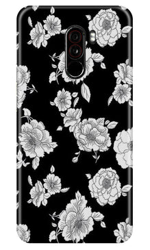 White flowers Black Background Case for Poco F1