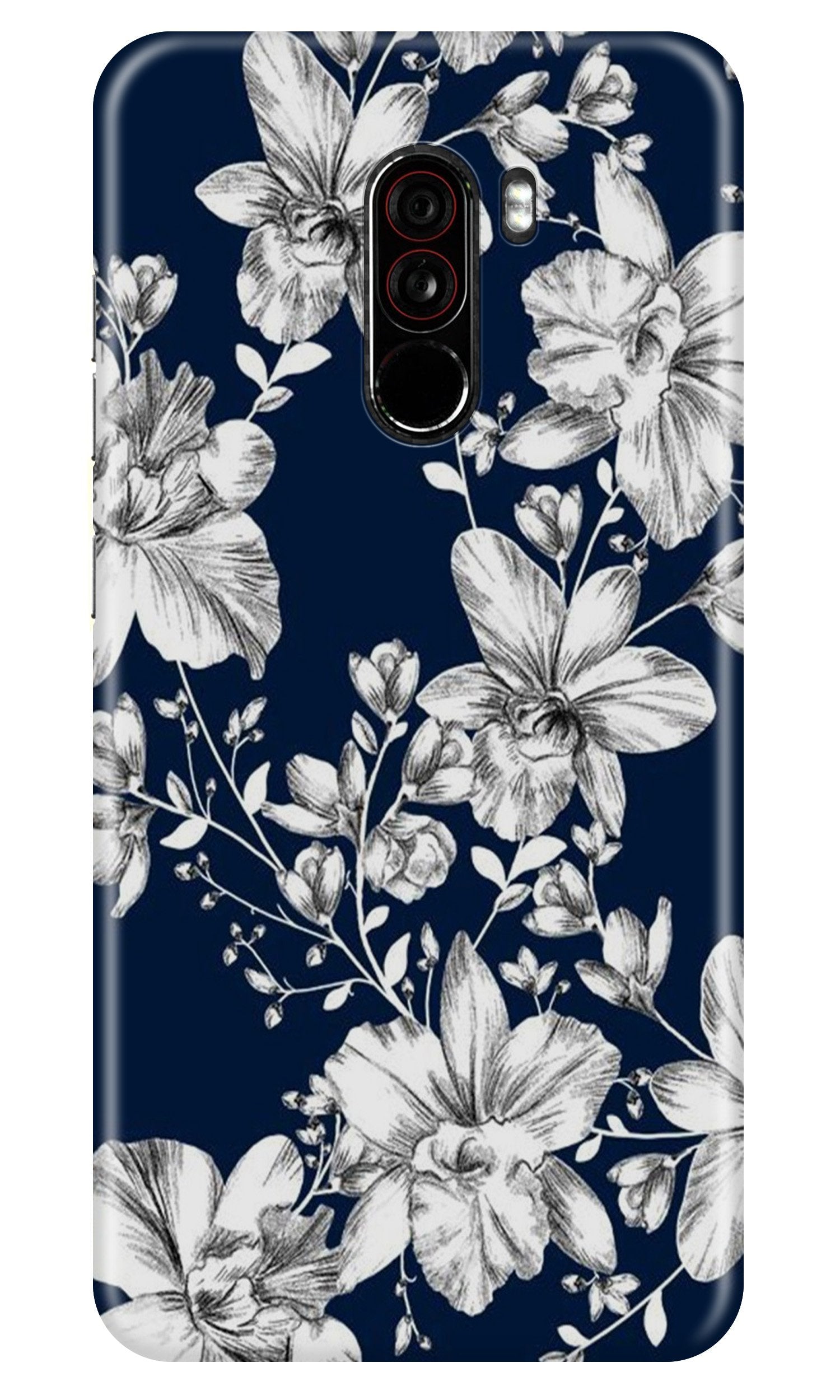 White flowers Blue Background Case for Poco F1