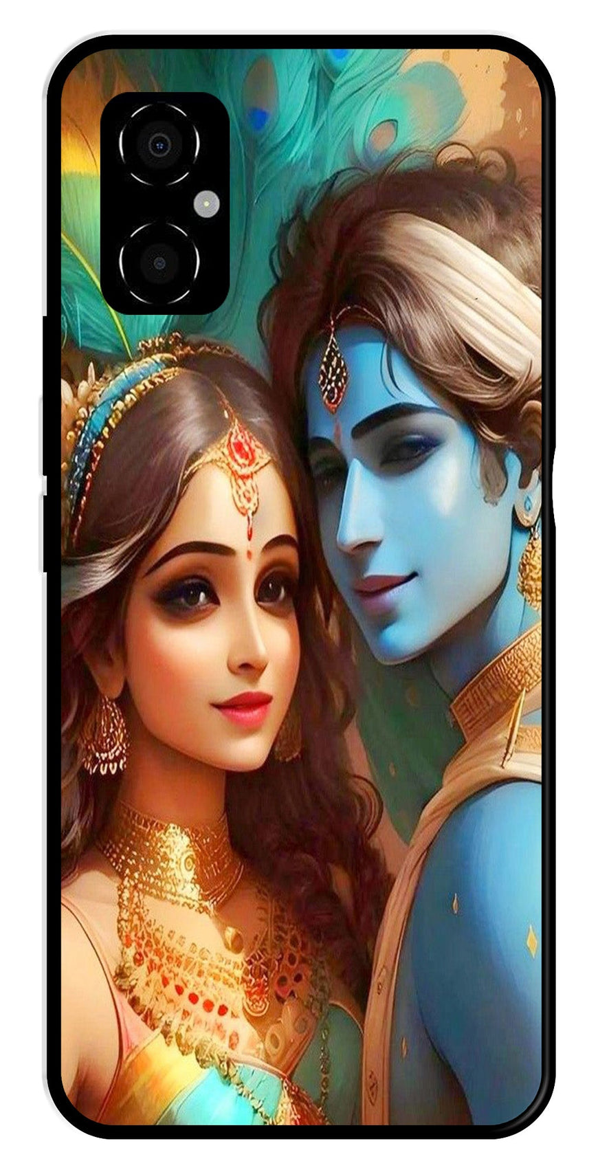 Lord Radha Krishna Metal Mobile Case for Poco M4 5G   (Design No -01)