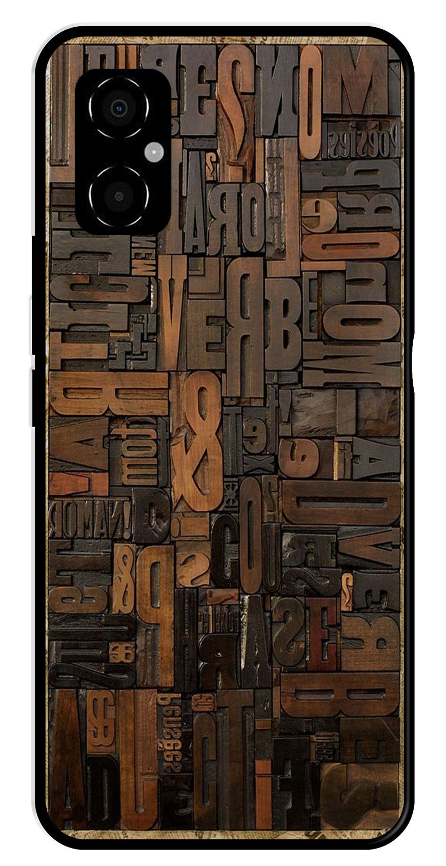 Alphabets Metal Mobile Case for Poco M4 5G   (Design No -32)