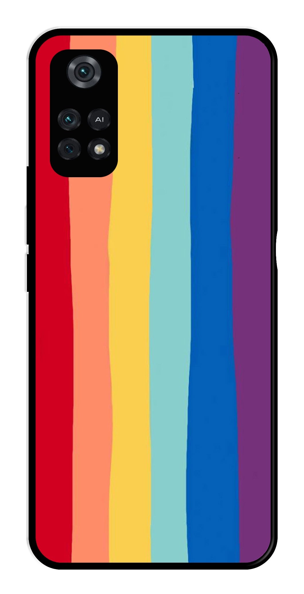 Rainbow MultiColor Metal Mobile Case for Poco M4 Pro   (Design No -03)