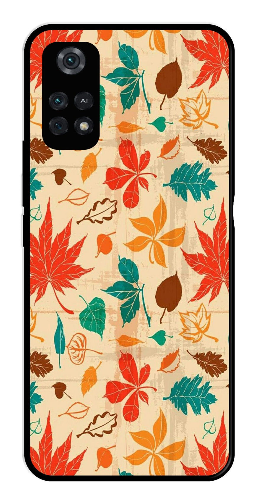 Leafs Design Metal Mobile Case for Poco M4 Pro   (Design No -14)