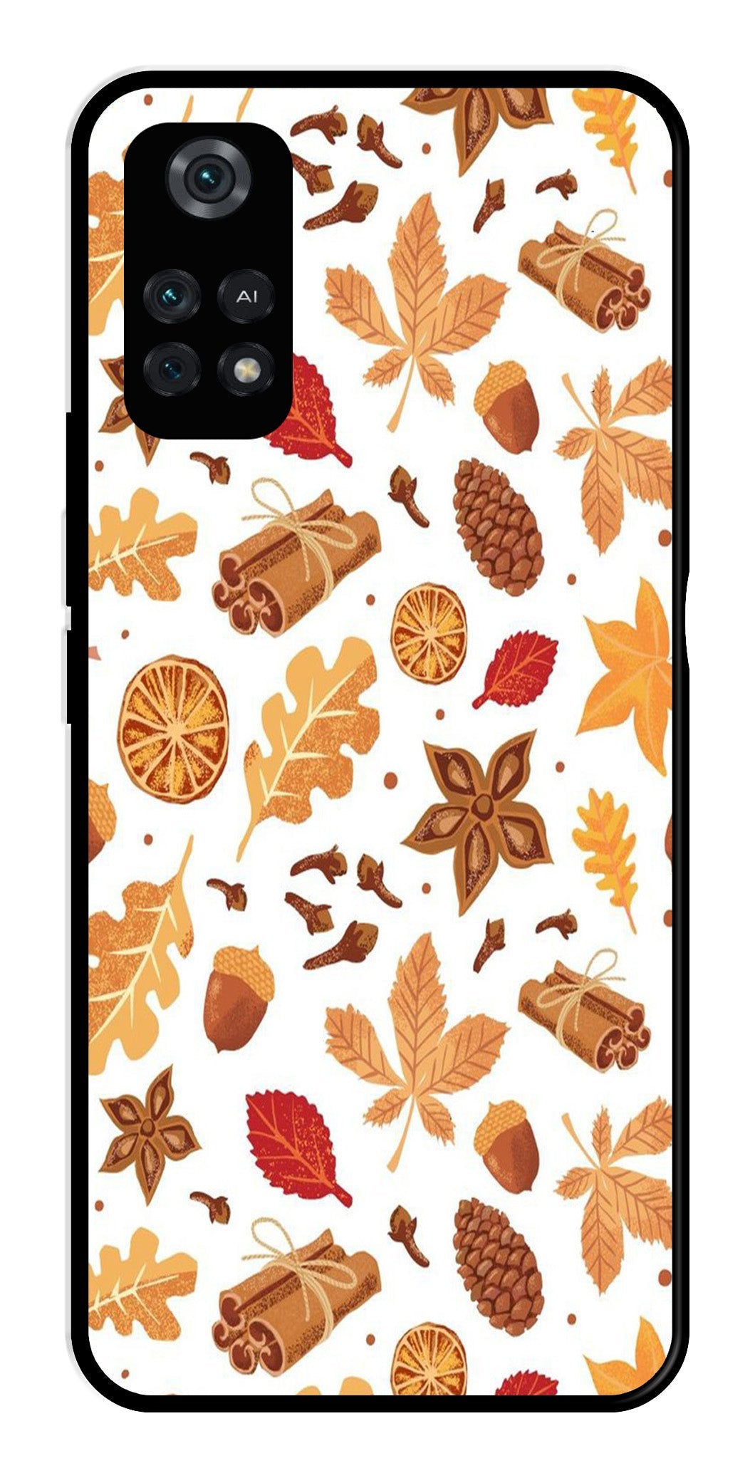 Autumn Leaf Metal Mobile Case for Poco M4 Pro   (Design No -19)