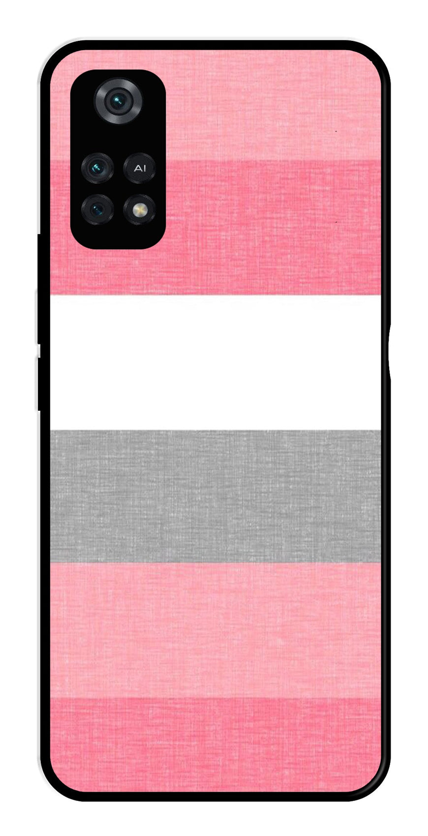 Pink Pattern Metal Mobile Case for Poco M4 Pro   (Design No -23)