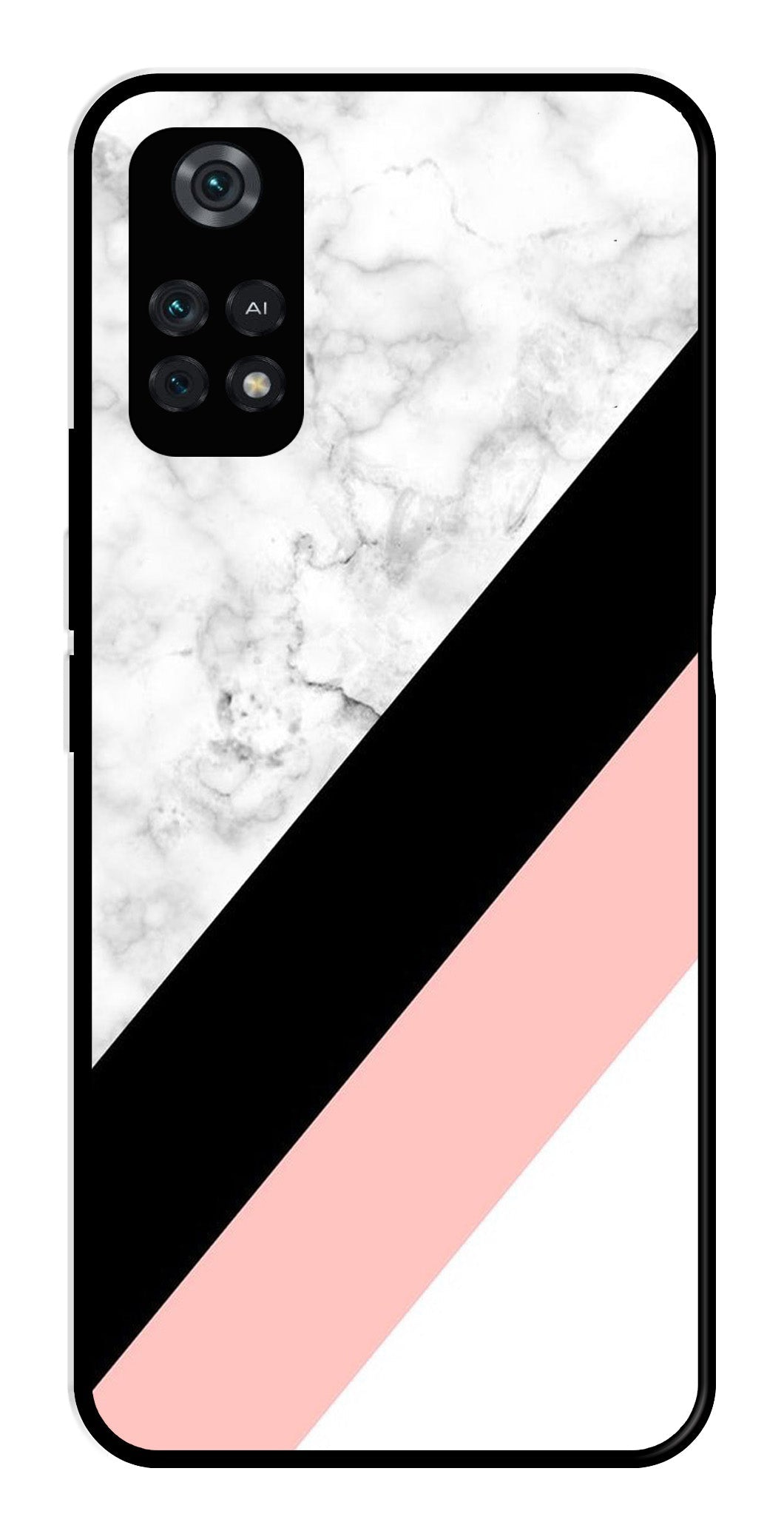 Marble Design Metal Mobile Case for Poco M4 Pro   (Design No -24)