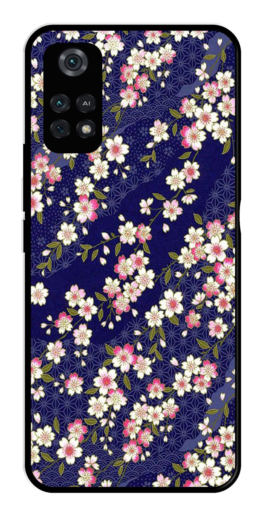 Flower Design Metal Mobile Case for Poco M4 Pro   (Design No -25)