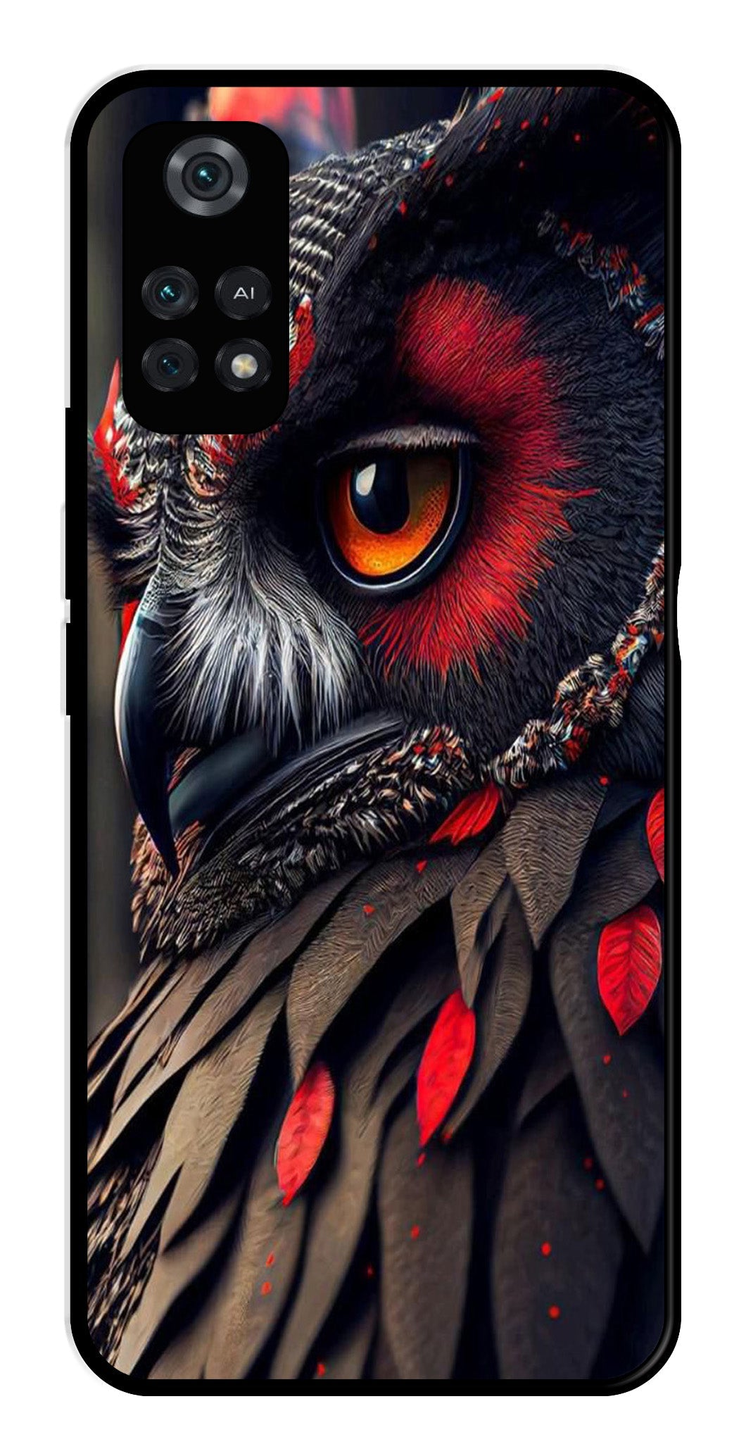 Owl Design Metal Mobile Case for Poco M4 Pro   (Design No -26)