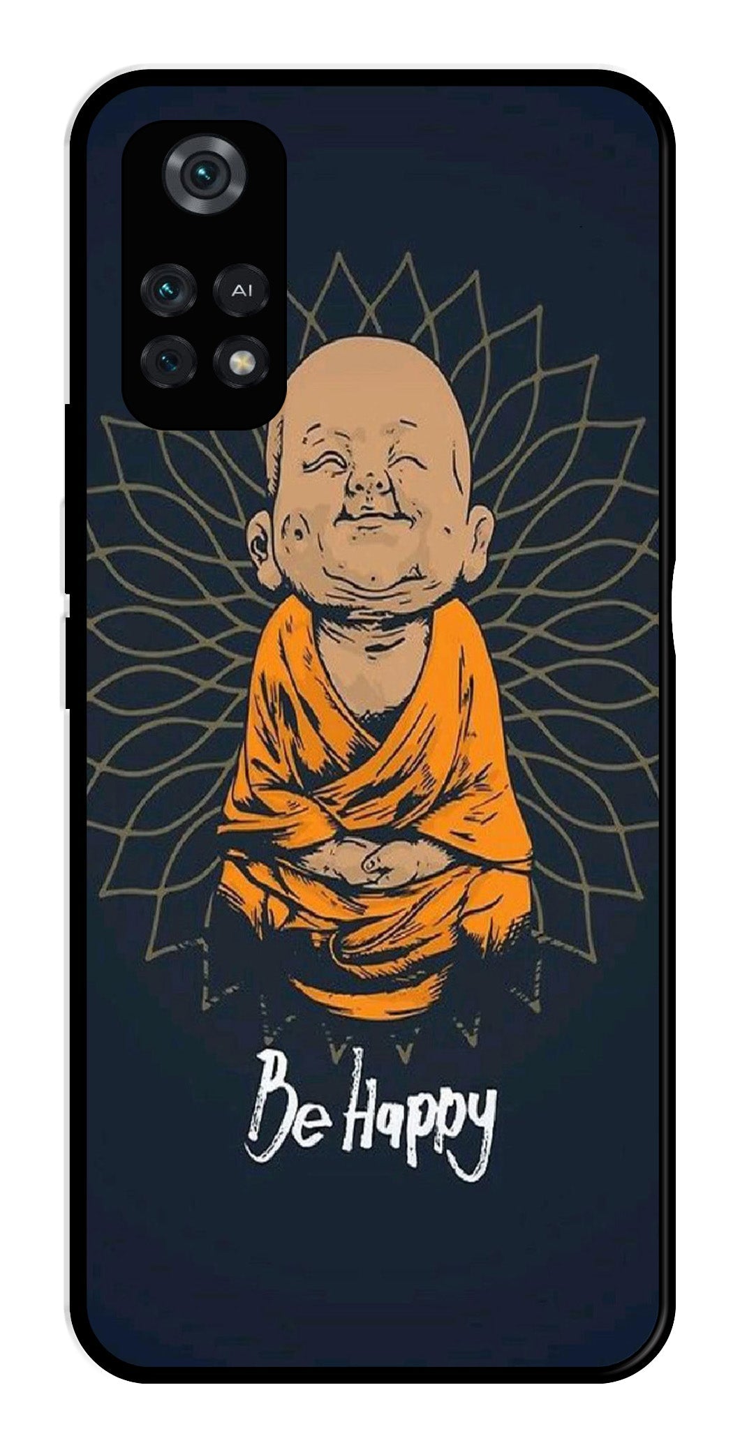 Be Happy Metal Mobile Case for Poco M4 Pro   (Design No -27)