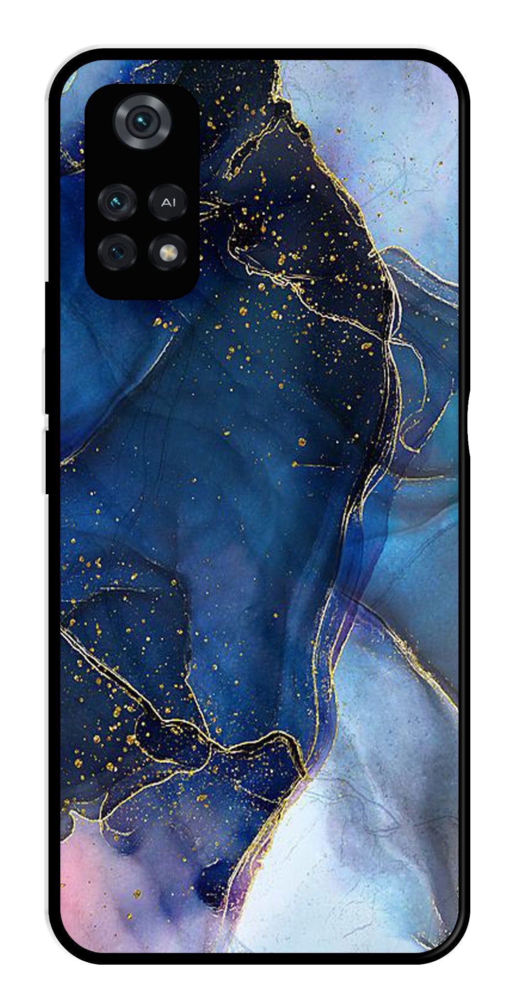 Blue Marble Metal Mobile Case for Poco M4 Pro   (Design No -34)